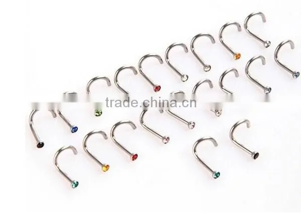 Nose Retainer Rings Studs Hide Piercing Bio Flexible Clear Screw On Gems photo-5