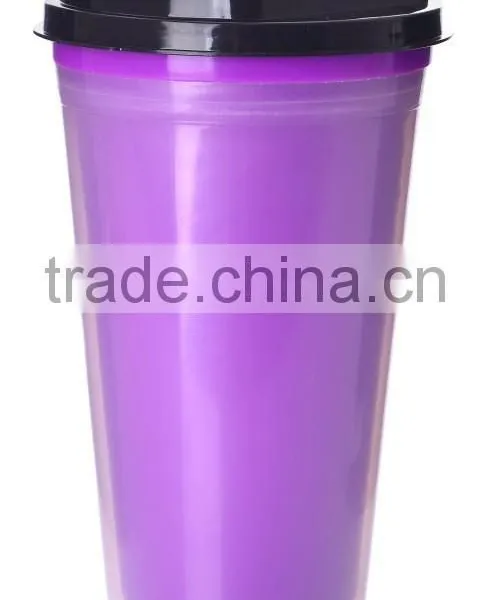 Colorful 16OZ Double Wall Plastic Coffee Tumbler With Lid photo-3
