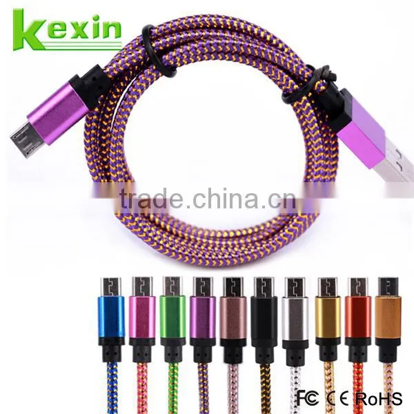 High Quality Colorful Braided Micro Usb Charging Data 5pin Cable for Android Mobile Phone photo-4