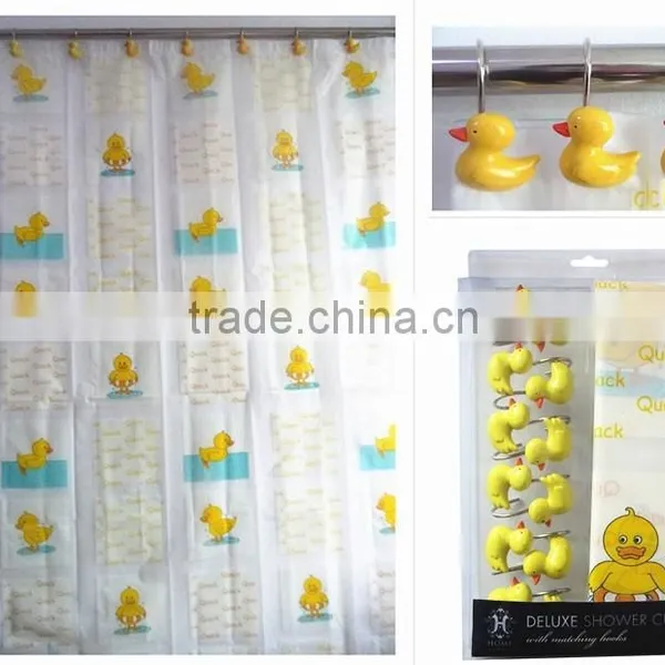 Rainbowl Animal Design Colorful Ducks 100%POLYESTER Shower Curtain Set photo-2