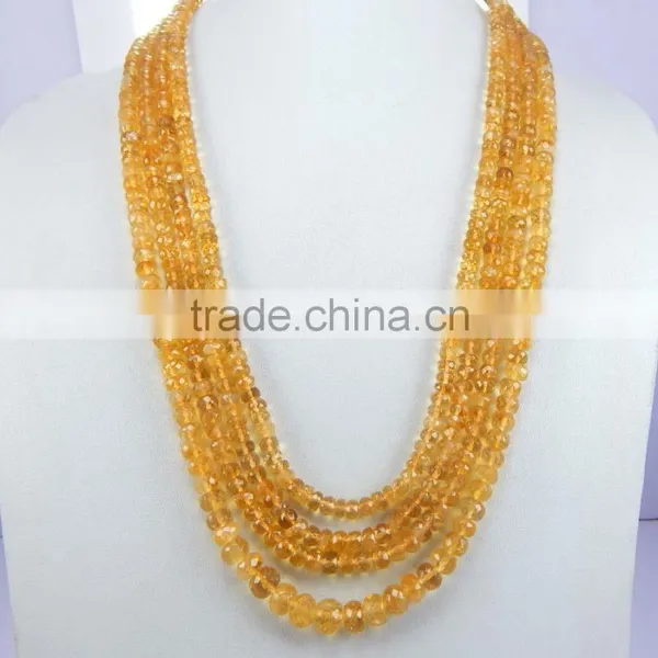 Natural Citrine Faceted Roundel Beads, Citrine Gemstone, Yellow Beads photo-4