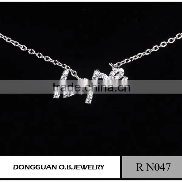 Cheapest Stainless Steel Pendant Anchor Necklace/Crystal Letter White Gold Necklace photo-4