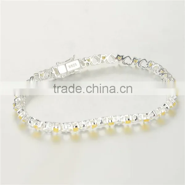 925 Sterling Silver Yellow CZ Infinity Heart Bracelet Wholesale BR005 photo-4