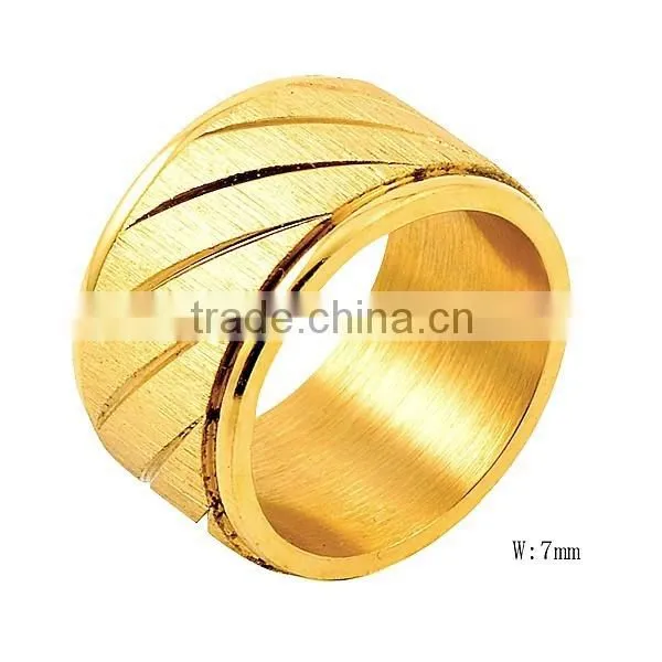 SRR2010 Fashion Jewellery Gold PVD Coating Ring Engraved Double Layer Ring Surgical Stainless Steel Jewelry Ring