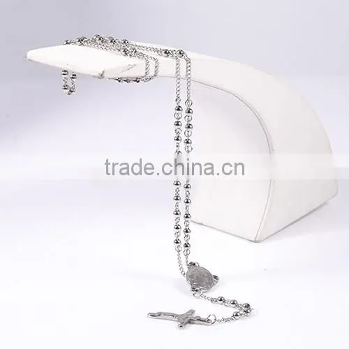 Most Popular New Fashion Jesu Cross Silver Beads Chain Necklace for Christmas Gift photo-4