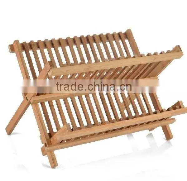 Bamboo Scissor Style Folding Dish Rack /Flatware Holder Set. photo-2