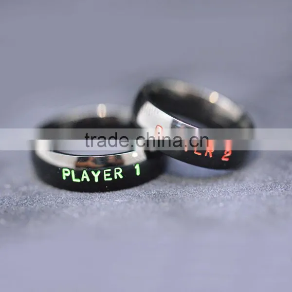 Unique Black Plated Game Player Fancy Couple Rings for Valentine's Day