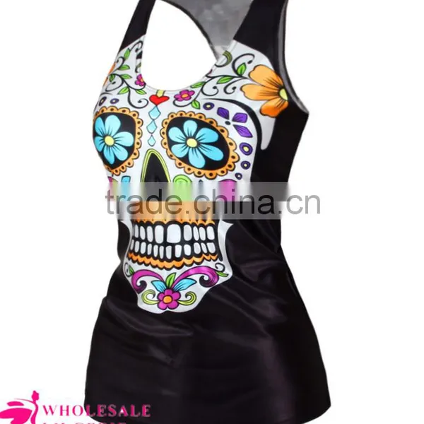 Black Scary Ladies Skull Snake 3D Printed Tank Top BX121 Tank Top Women photo-5