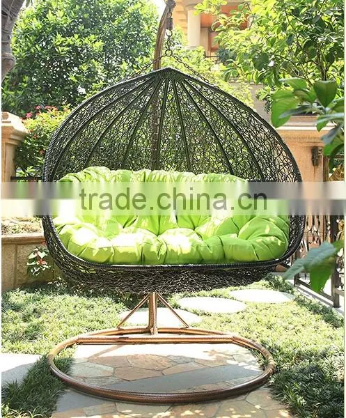 Water Drop Shape White Synthetic Rattan Outdoor Lover Seat Swing Chair photo-6
