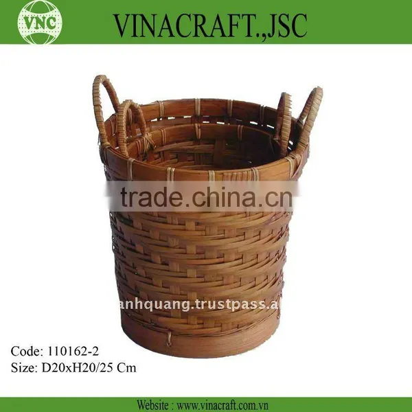 Bamboo Waste Basket With Handles