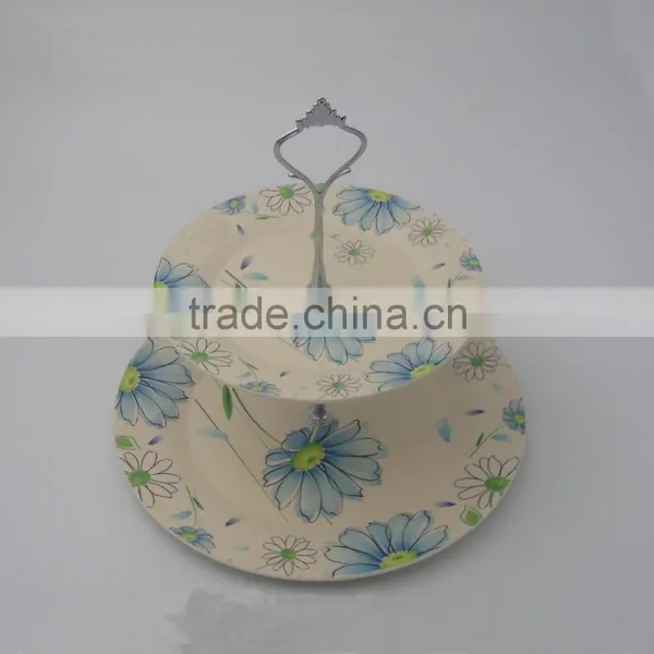 Modern Double Layer Bamboo Fiber Living Room Fruit Dish Cake Plate Rack photo-4