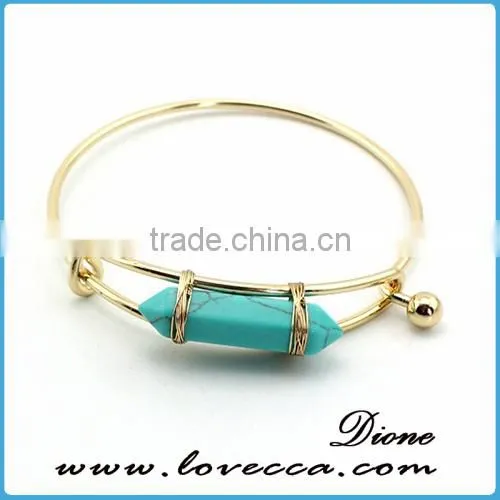 Semi-precious Stone Bracelet Colored Turquoise Stone Bracelet , Green Stone Bracelets photo-2