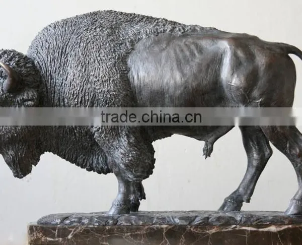 Large Animal Sculpture Life Size Bison Bronze Statue for Garden Decor photo-2