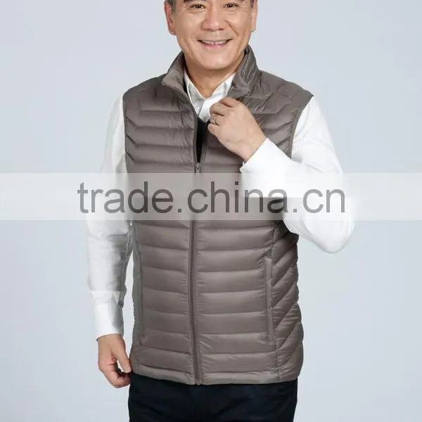 Grey Outdoor Men Windproof Winter Goose Down Vest