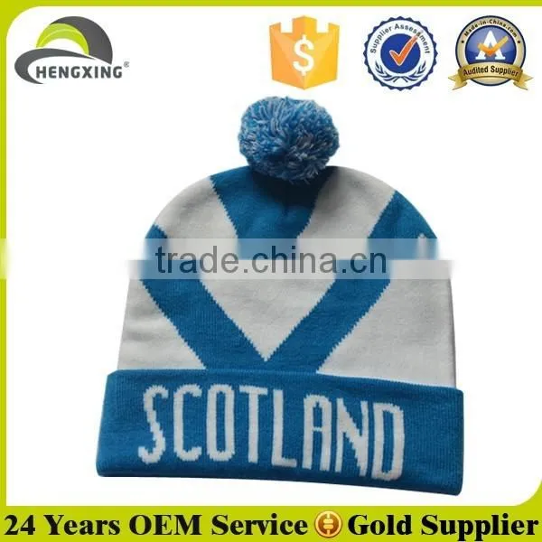 Knitted Embrodiery Hat With Pom Ball photo-3