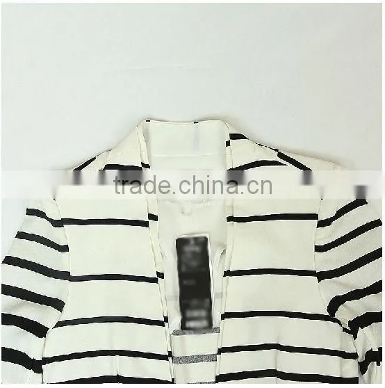 Ladies Top Fashion White and Black Striped Blazer 2015 for Autumn photo-6