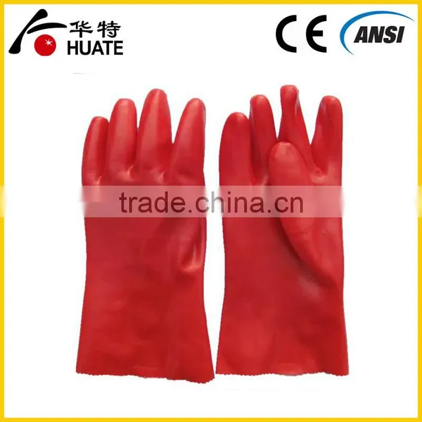 Interlock Liner Work Glove With PVC Dipped With Gauntlet Cuff photo-4