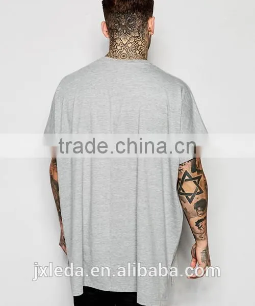 2016 Best Selling Men Oversized Step Hem Plain Crew Neck Loose T-shirt China OEM Manufacturers photo-2