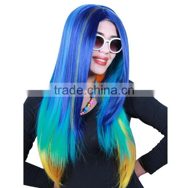 Women Cosplay Colorful Long Hair Wigs Lace Front Wig For Party Funny Female Wigs For Halloween photo-6