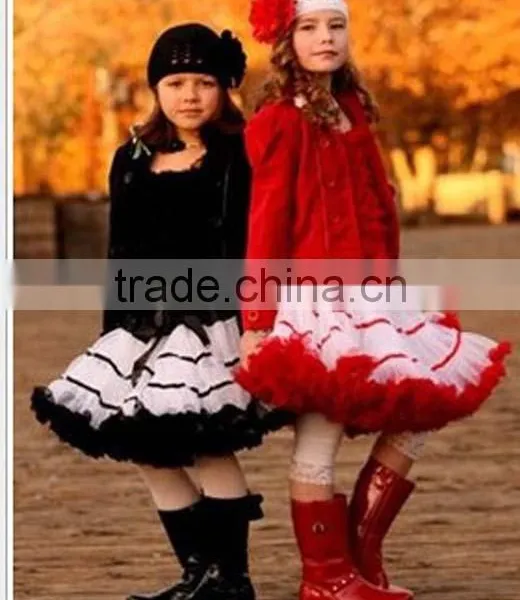 2014High Quality Fluffy Skirt Baby Girls Ruffle Tutu Pettiskirt Wholesale Baby Christmas Clothing Baby Girls Chiffon Pettiskirts photo-2