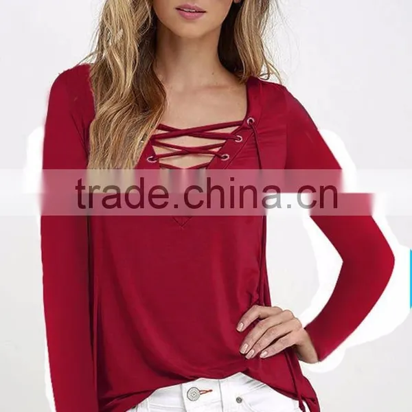 2017 Latest Fashion Design Sexy Ladies Top Women Fashion Cutting Blouse photo-4