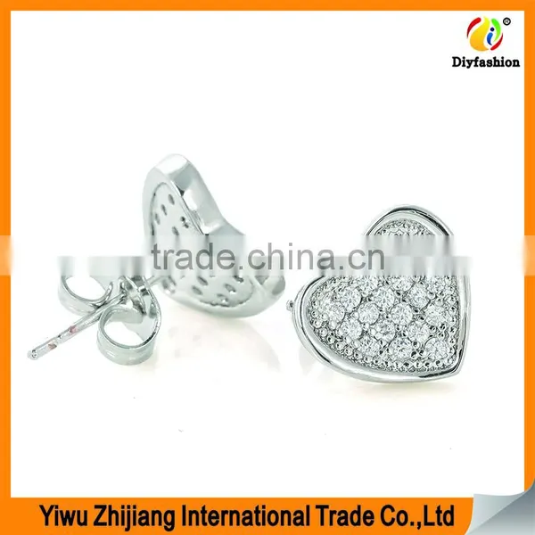 2017 New Fashion Set Auger Inlay Zircon Platinum Plating Love Heart Earrings photo-2