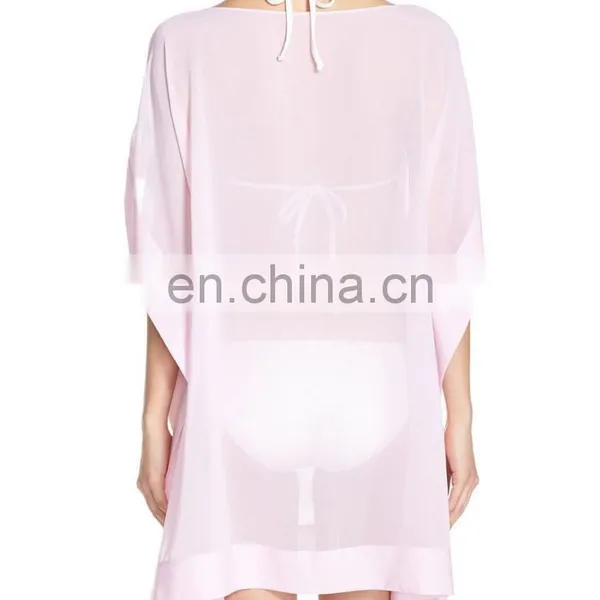 C36 Loose Fit Flower Pattern Print Kaftan Beach Cover Up Tunic photo-2