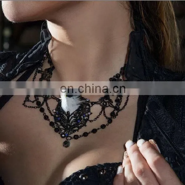 Steampunk Bird Necklace With Chains Plastic Crystal Beads and Bird's Head photo-5