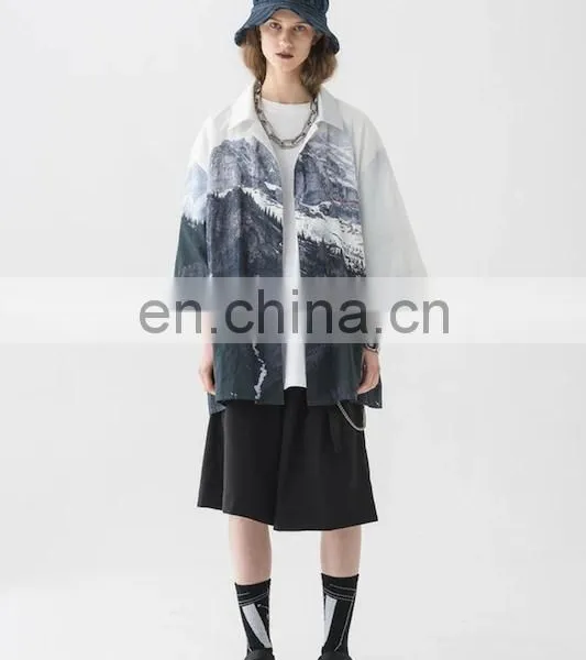 Diznew 2020 Men's New Fashion Casual Shirt Button Up Custom Print Short Sleeves Shirts Designs photo-4