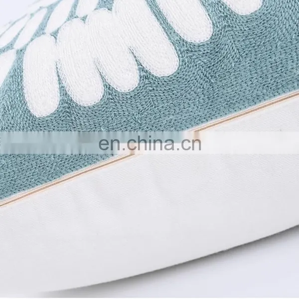 Turquoise Mandala Accent Pure Cotton Sunflower Decor Floral Pattern Embroidered Decorative Cushion Cover photo-4