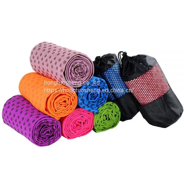 Eco-friendly Non-slip Gray Yoga Towel With Silicone Dot