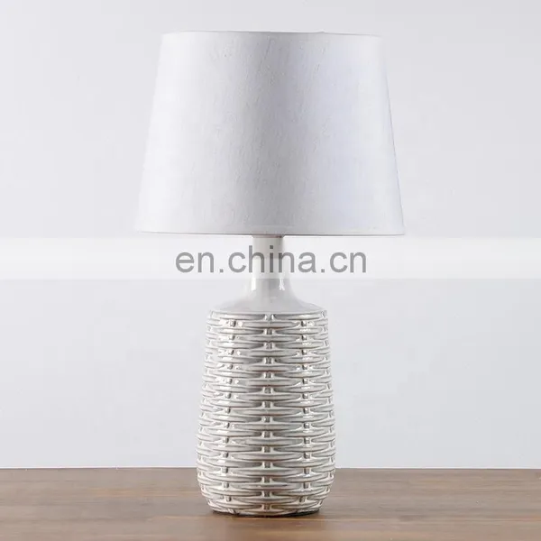 New Design of Rattan Pattern Ceramic Desk Lamp for Indoor Room photo-2
