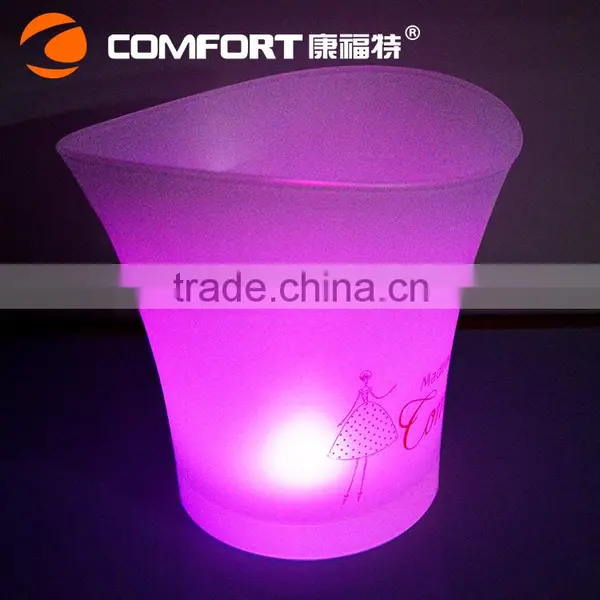Color Changeable Champagne Tub Frosted Plastic Ice Bucket Cooler photo-5