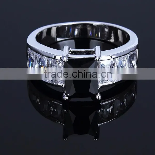 Hot Classic Rectangle One Stone Wedding Ring Black Color Cc Fine Jewelry Ring photo-2
