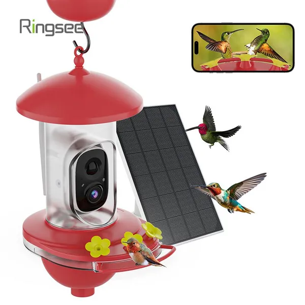 Ringsee камера для кормушки для птиц на улице с солнечной энергией и Wi-Fi, с инфракрасным ночным видением, автоматическая камера для кормушки для птиц