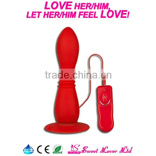 Sexy Red and Black Multy Function Remote Control Battery Vibrator Adult Toys Butt Plug With Suction Cups