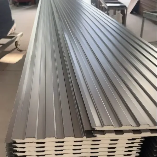 Metal Exterior Wall Sandwich Panel 0.6mm Thickness Rockwool Core Fireproof for Industrial Building photo-4