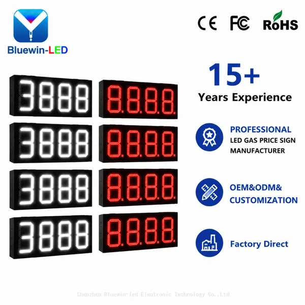 Outdoor Waterproof LED Gas Price Sign 4 Digits Red LED Digital Fuel Price Display Board With Mounting Bracket For Gas Station