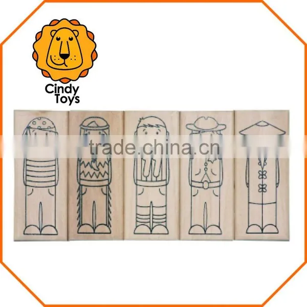 Wooden Rubber Stamps What's up - With the Boys ? 5 Pcs for Kids photo-3
