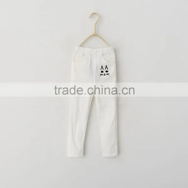 New Cute Baby Girl Clothes 2016 New Summer Girl Cream Color Pants Lovely Little Girl Cats Trousers Pencil Pants photo-5