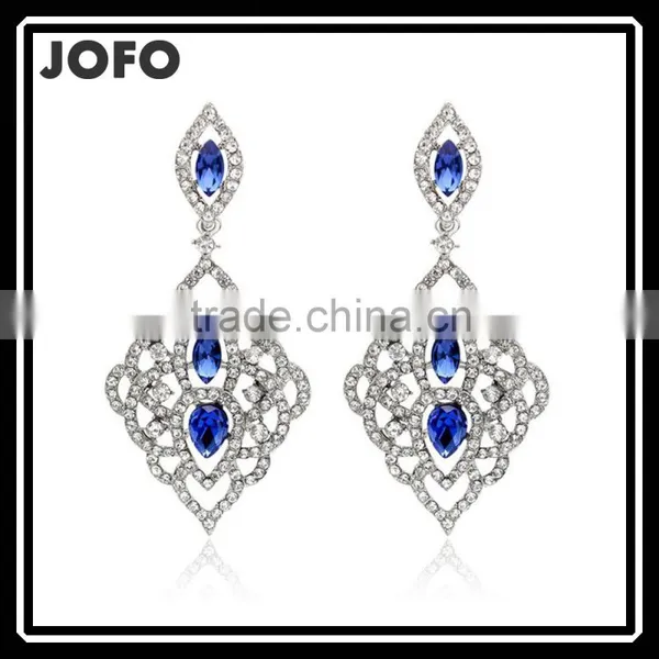 1 Pair Elegant Fashion Blue Crystal Rhinestone Diamond Earrings