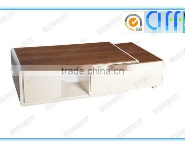 Modern Mdf White and Walnut Living Room tv Stand Cabinet Design Expansion TV Stand 1450F photo-3