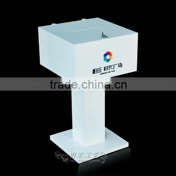 GH-RJ010 2014 Hot Sale High Quality Acrylic Donation Box With Lock , White Acrylic Donation Box photo-3