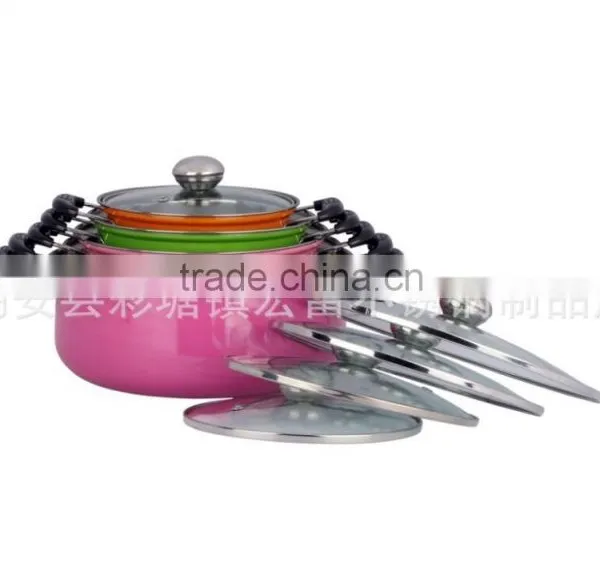 New Products 5pcs Colorful Stainless Steel Cookware Sets With Glass Lid photo-2