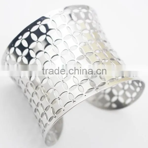 2016 Fashion Custom Silver Stainless Steel Jewelry Big Cuff Bangle Bracelet For Sale photo-3