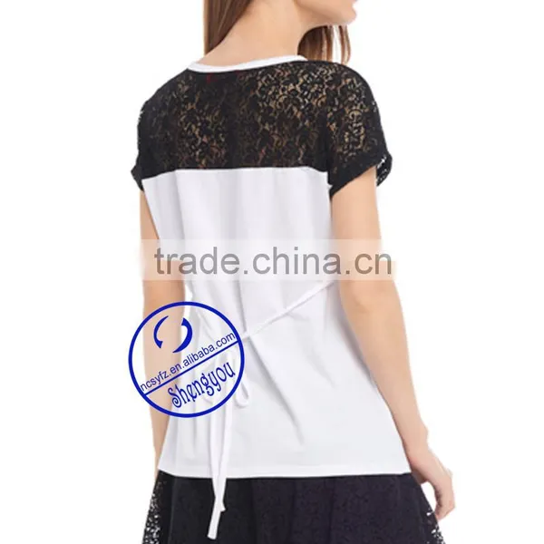 Custom 100% Cotton Jersey Printed Short Sleeve Maternity Lace t Shirt photo-4