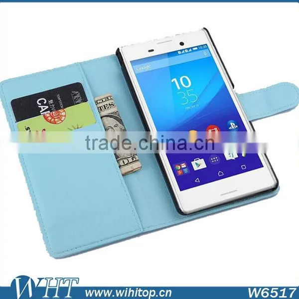Hot Selling PU Leather Wallet Case for Sony Xperia M4, Wholesale for Xperia Z4 Aqua Cell Phone Case photo-4