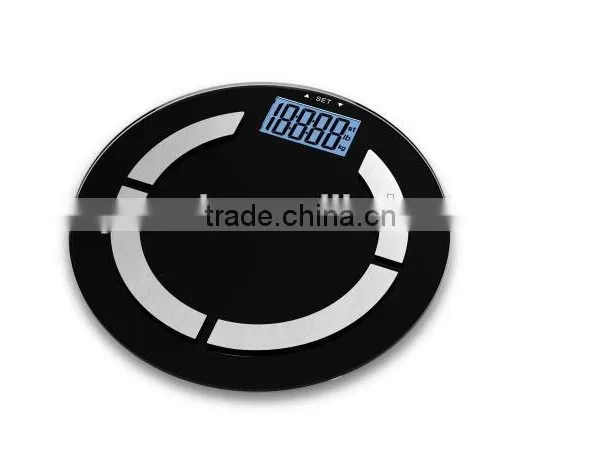 Roundness 6mm glass platform body fat analysis scale /BMI scale with 150KG/180KG capacity Model:XY-6093B