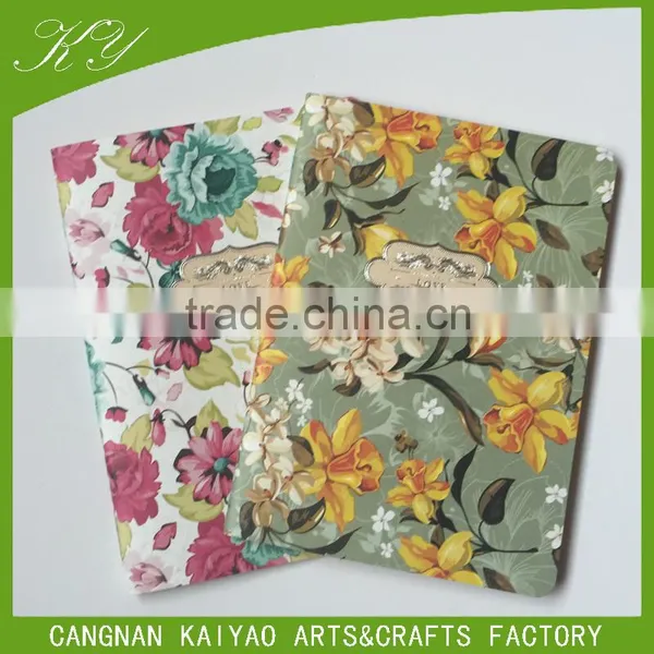School Use Flower Printed Cover Blank Kraft Paper Diary Notebook photo-3