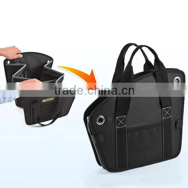 Collapsible Three-Compartment Large Back Car Trunk Organizer, Fruit Drink Collapsible Handles Car Trunk Organizer photo-2